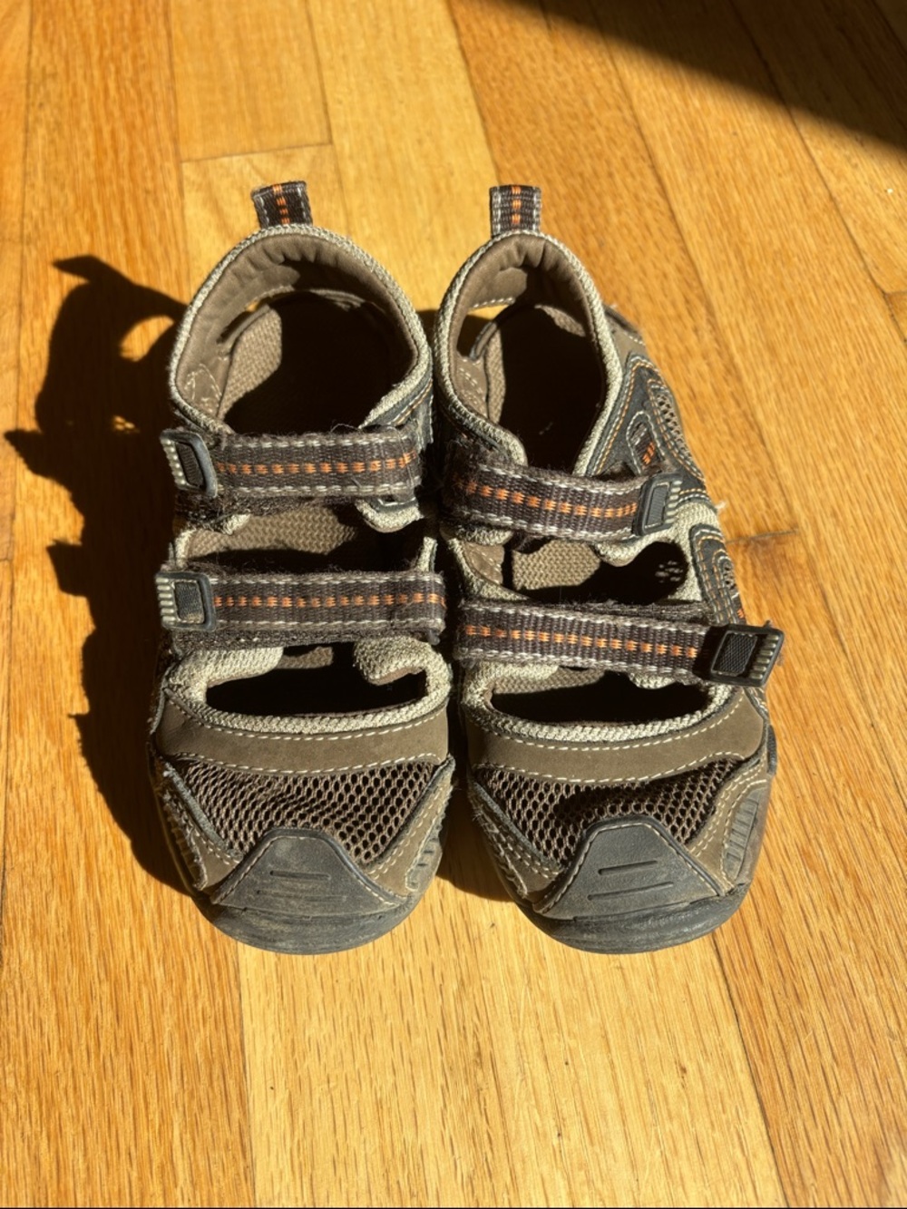 Kids Brown Outdoor Sandals with Orange Accent - Comfortable Straps